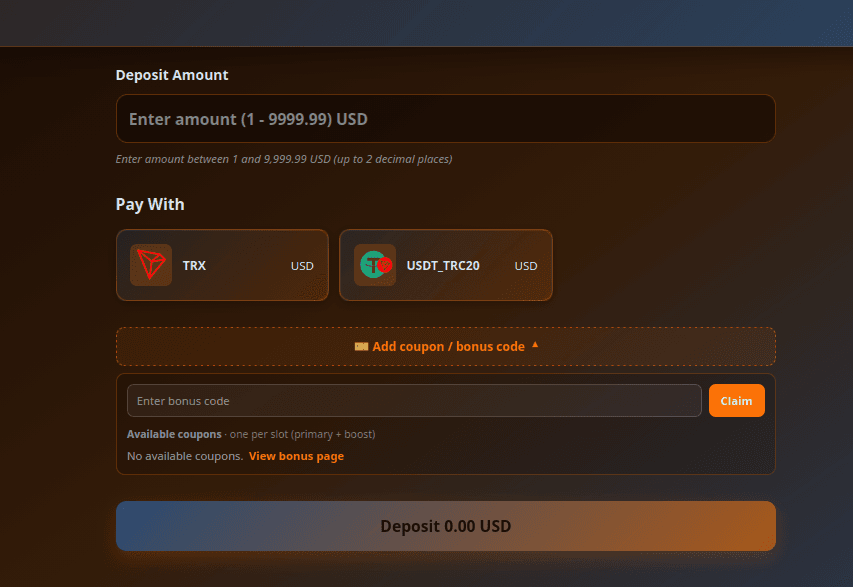 UBET deposit screen