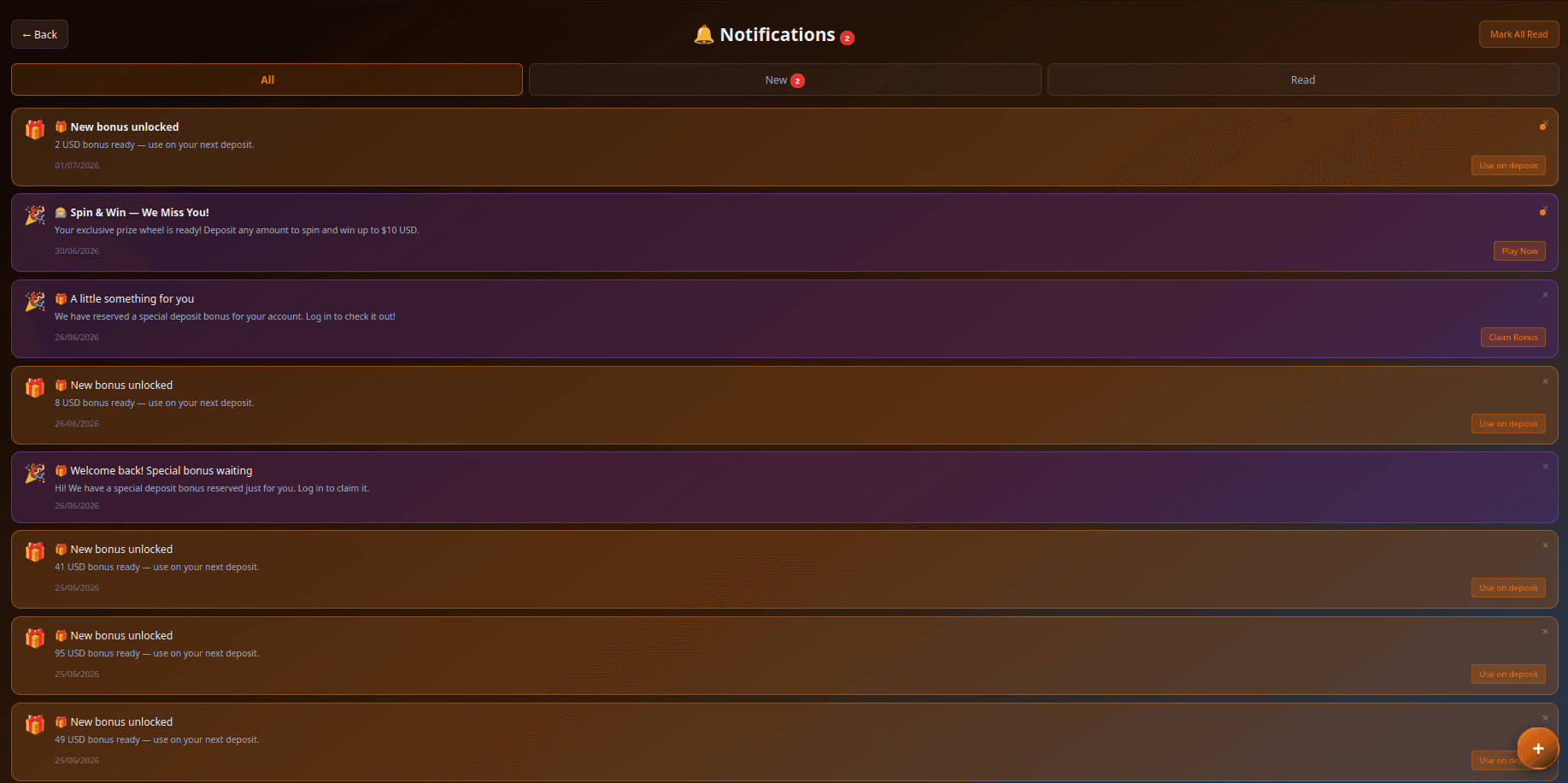 UBET notifications